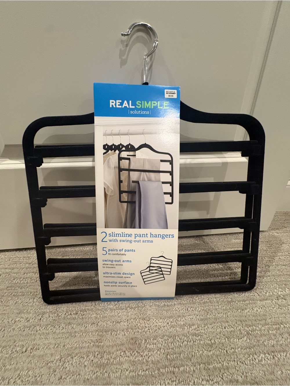Real Simple Black Slimline Multi-Pant Hanger - 7 Pack